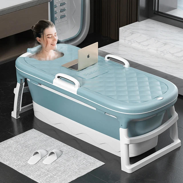 large plastic tub, collapsible bathtub, sitting bathtub