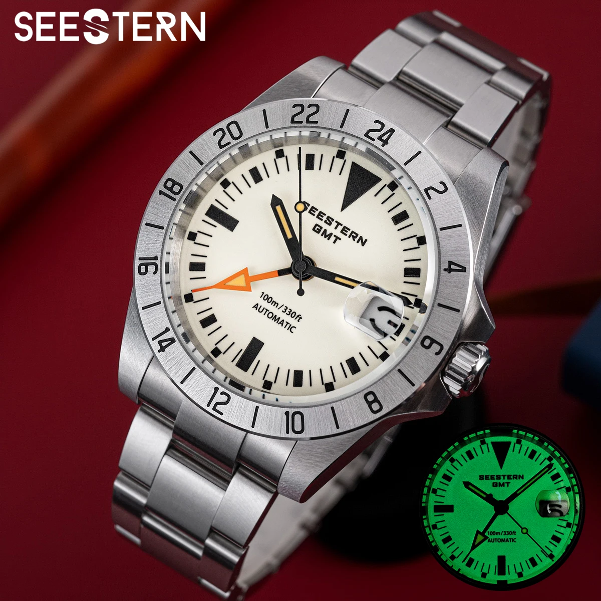SEESTERN メンズ腕時計 GMT 自動 NH34 ムーブメントサファイア