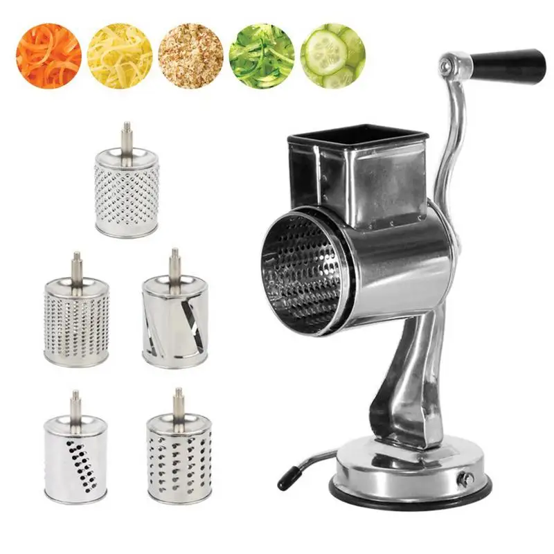 

Hand Crank Vegetable Cutter Drum Cheese Grater Non-Slip Kitchen Manual Grater Multifunctional Hand Crank Cheese Grater With