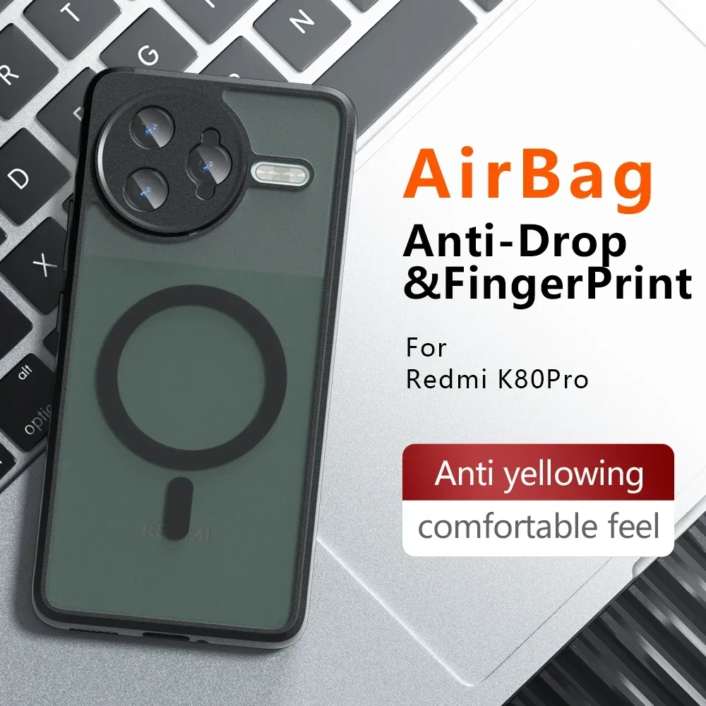 Shockproof Magnetic Matte Translucent Back Case with Skin Feel TPU Frame