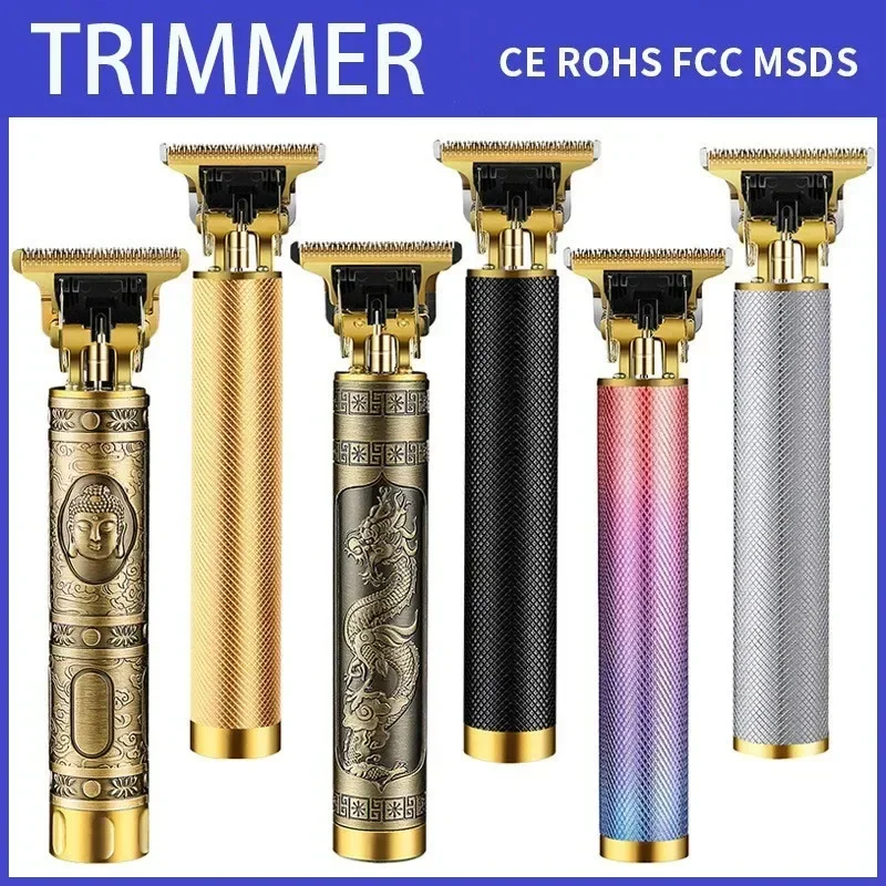 T9 USB 전기 살롱 헤어 클리퍼, 충전식 헤어 커팅 머신, 전문 남자  골드 블랙 헤어 트리머 A3