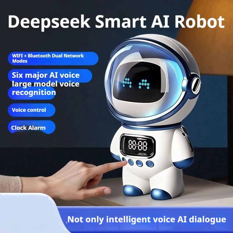 Robot AI Intelligente con Chat Vocale, Altoparlante Bluetooth, Sveglia Digitale, Aiuto per il Sonno, Luce Notturna, Compagno per Bambini, Regalo Festivo - immagine 3