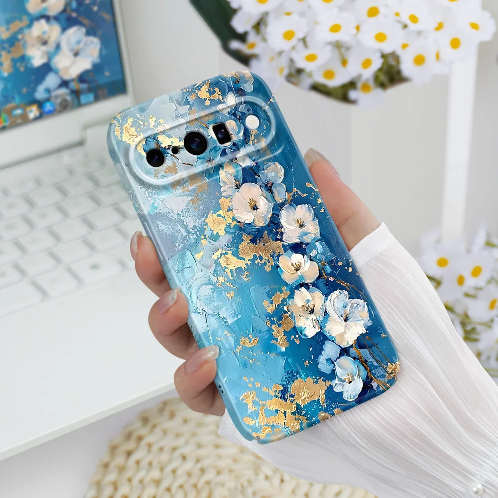Elegant Gold Leaf Floral Phone Case - Luxurious Protection with Hard Cover Design