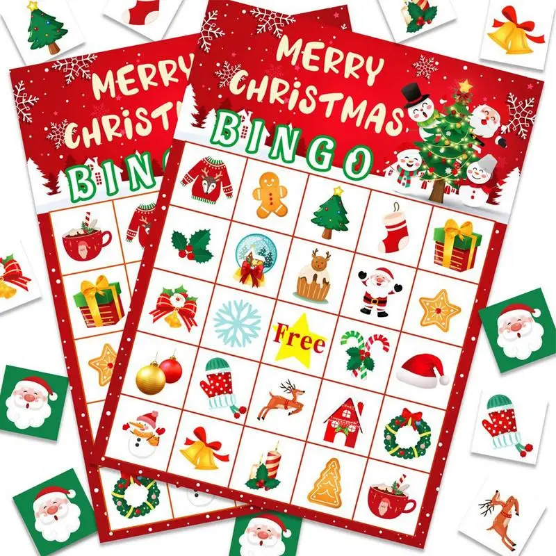 Christmas Cards Game Board Game Interactive Paper Card For 24 Players Seasonal Friends Activity School Home Group Activity
