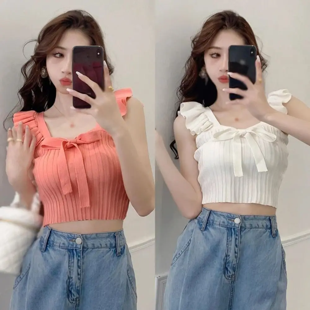 

Майка женская из полиэстера, майка с воротником-стойкой, однотонная Трикотажная майка без рукавов, в Корейском стиле