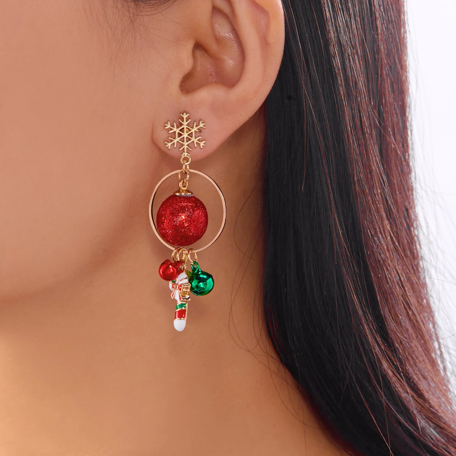 Weihnachten Schneeflocke Ohrringe für Frauen Mode Rot Grün Glocke Imitation Perle Lange Quaste Ohrringe Neue Jahr Party Schmuck Geschenk