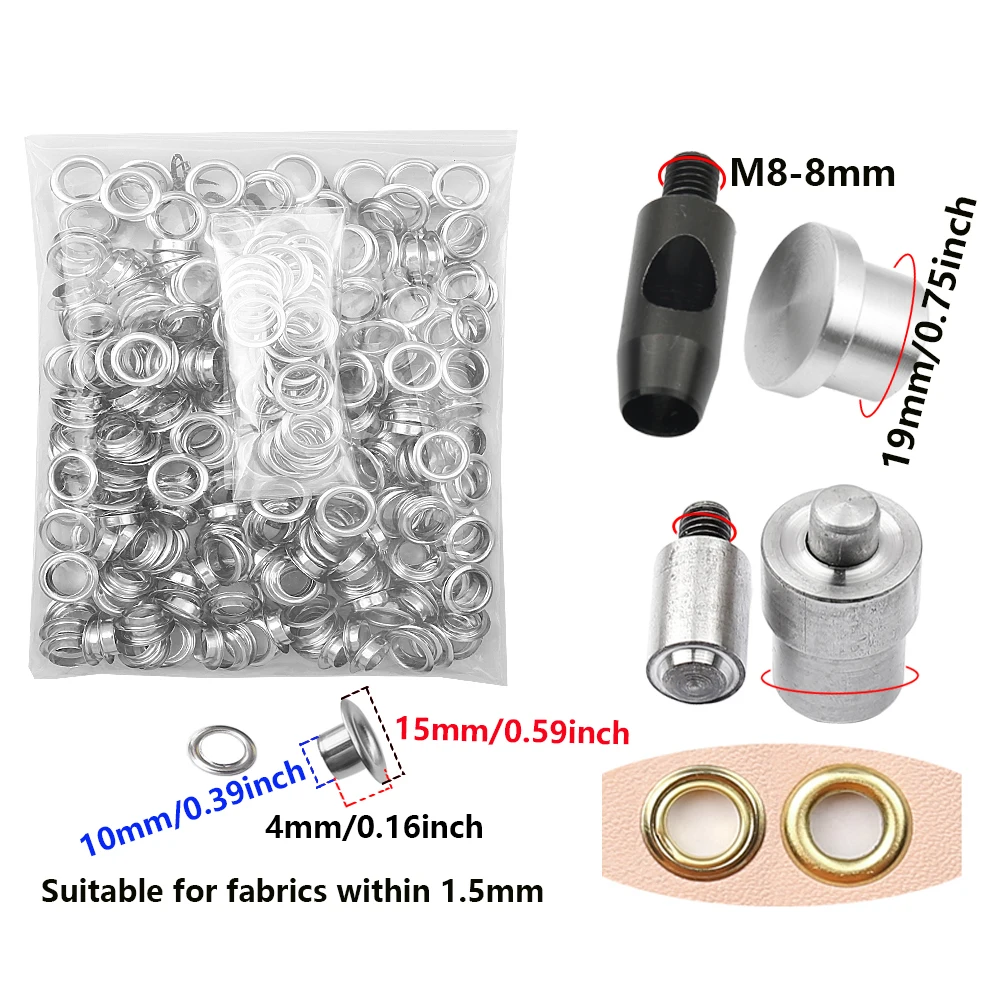 3mm-10mm Eyelet Dies 200-1000Sets Eyelets Grommet Round Rings Punching Tarpaulin Paper Leather
