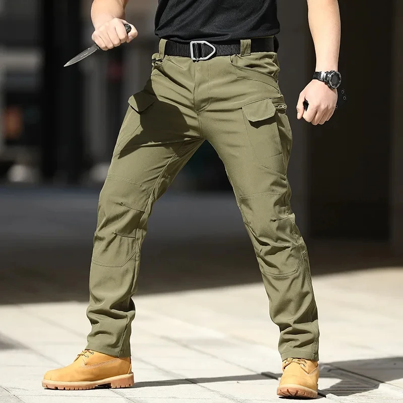 2024 New Mens Tactical Pants Multiple Pocket Elasticity Military Urban Commuter Tacitcal Trousers Men Slim Fat Cargo Pant 5XL 2