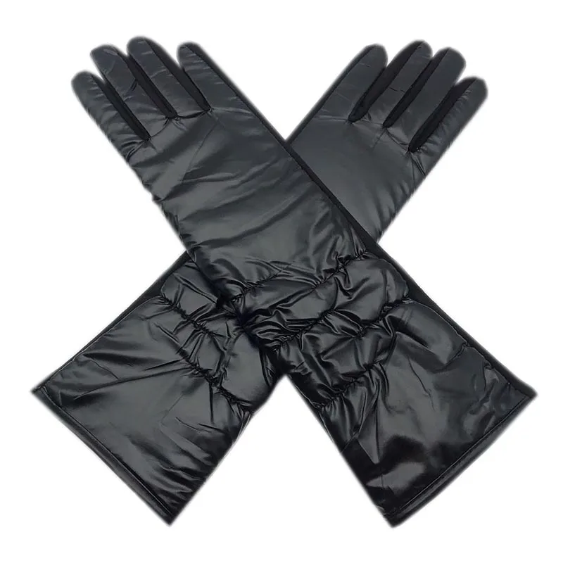 Gloves winter ladies gloves suede long 35CM arm suede fashion suede touch screen thick black gray beige dark blue brown light gr