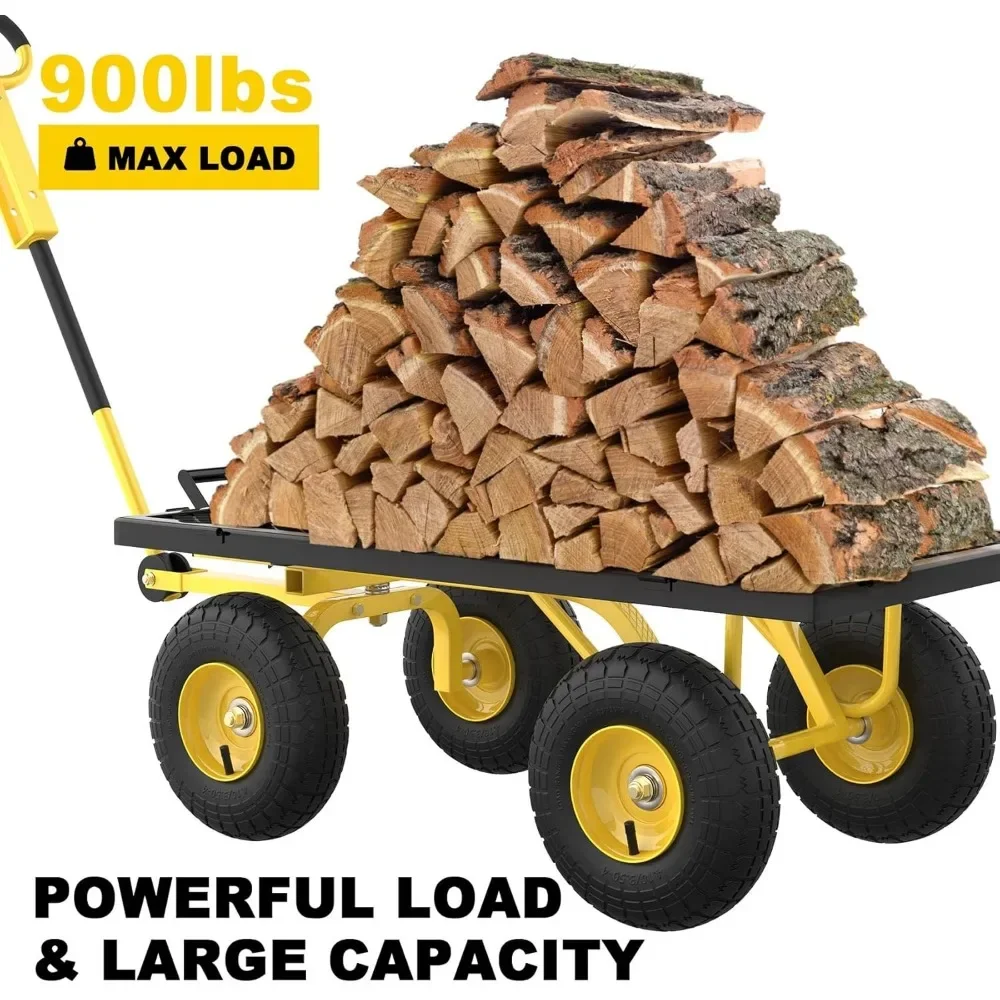 Folding Cart Utility Metal Wagon With 180&deg; Rotating Handle and 10-inch Wheels Garden Carts Cargo Trolleys Trolley Multi-purpose