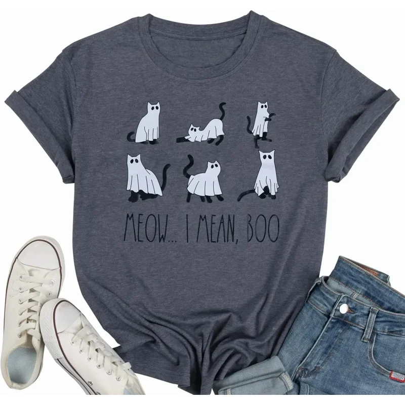 

Я здесь для Хэллоуина, футболки для женщин, принт забавные буквы Graphic Tee, Tops