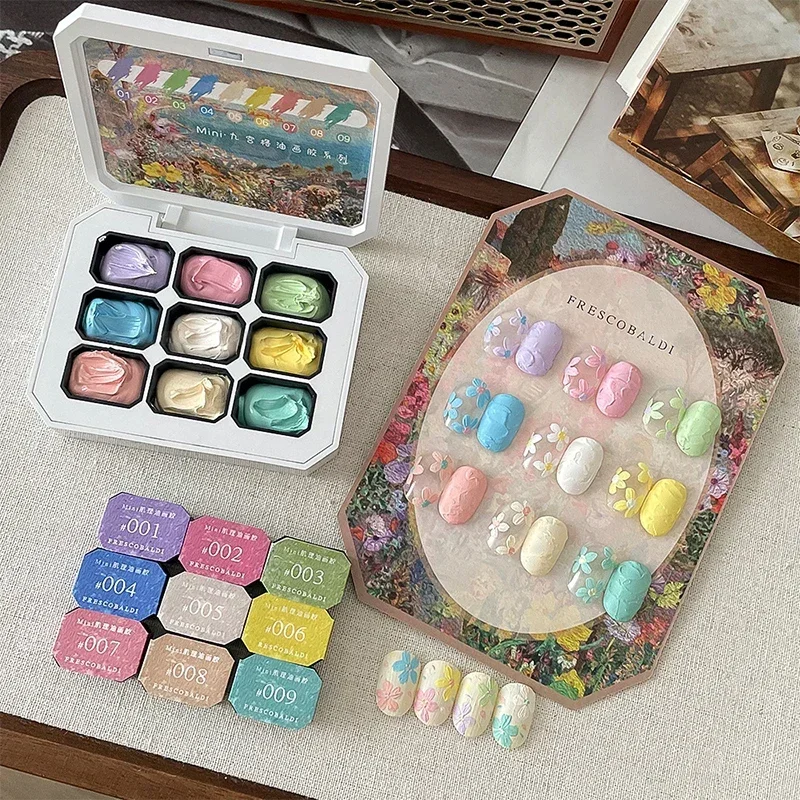 2gx9Colors/Box Nail Drawing Gel 3D Modeling Oil Paint Gel Polish No Wipe Glue Art Design DIY Flowers Painted Carved Nail