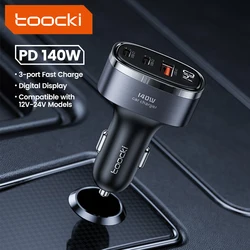 High - Power Car Charger with Digital Display - 140W Fast Charging, USB Type C & USB - A Ports - 140W Grey (2 Pack)