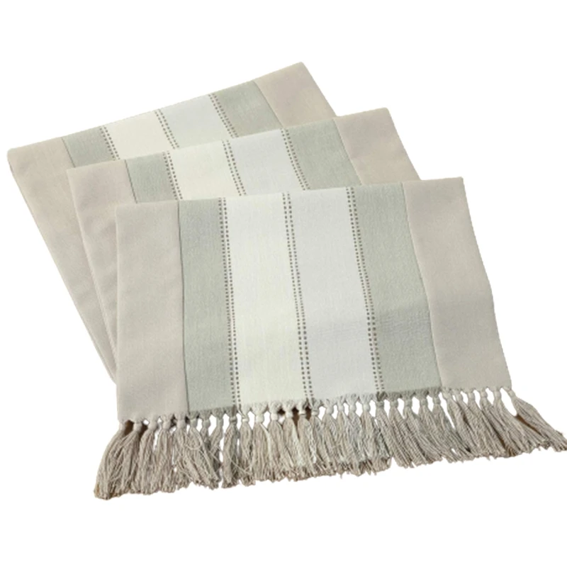 

Вертикальная полосатая деревенская настольная дорожка с кисточками, льняная, хлопчатобумажная ткань, Длинные Нескользящие дорожки