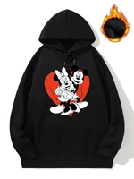 Mickey and Minnie Mouse Plus Size Hoodies and Sweatshirt for Couples Fleece Thick Warm Hooded Sweatshirt Big Size Women Pullover