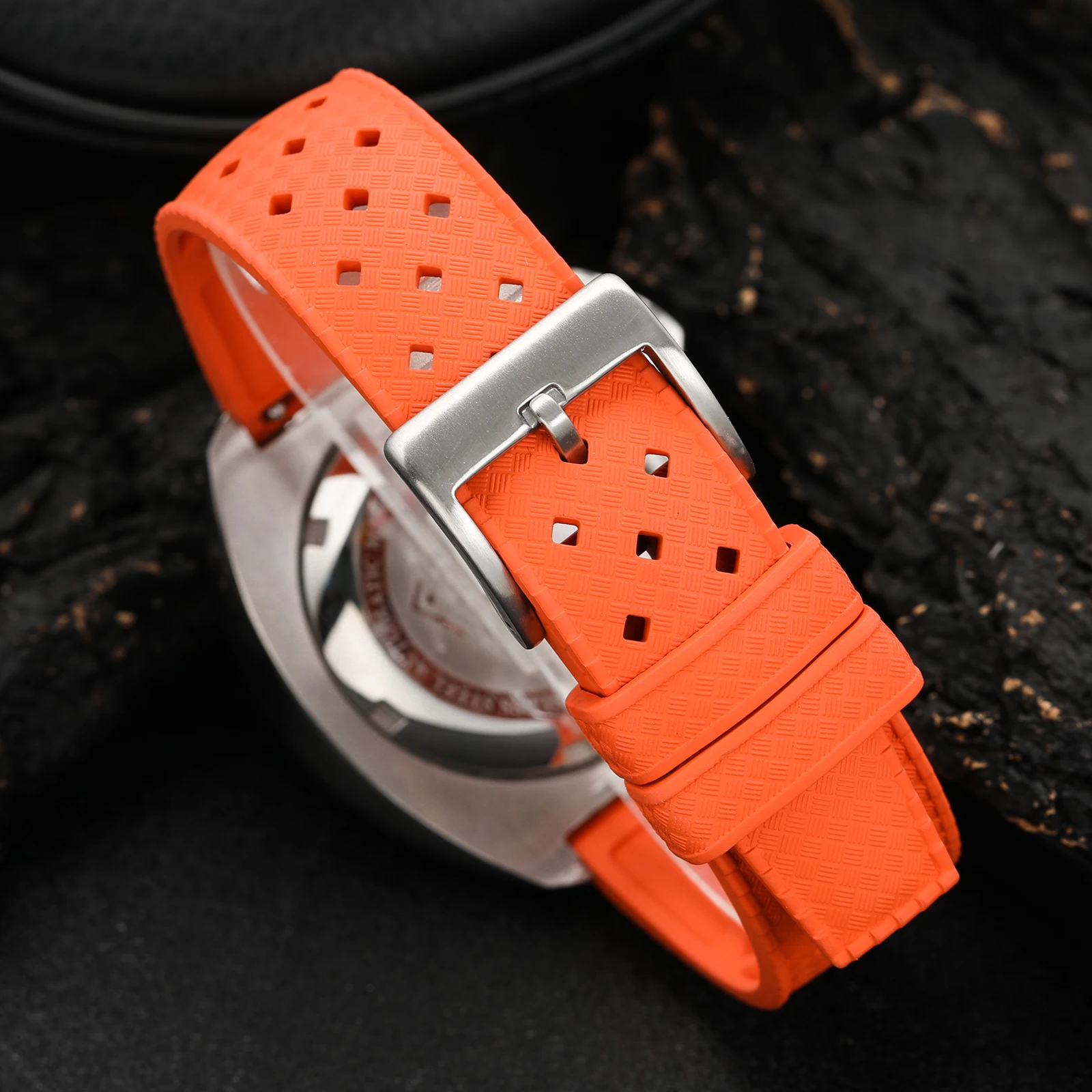 WATCHDIVES Premium FKM Rubber Tropical Watch Strap with Fast Release