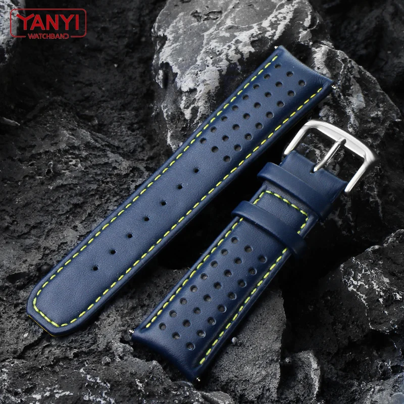 Premium Genuine Leather Watchband with Curved Ends – Classic Bracelet Strap in 22mm and 23mm