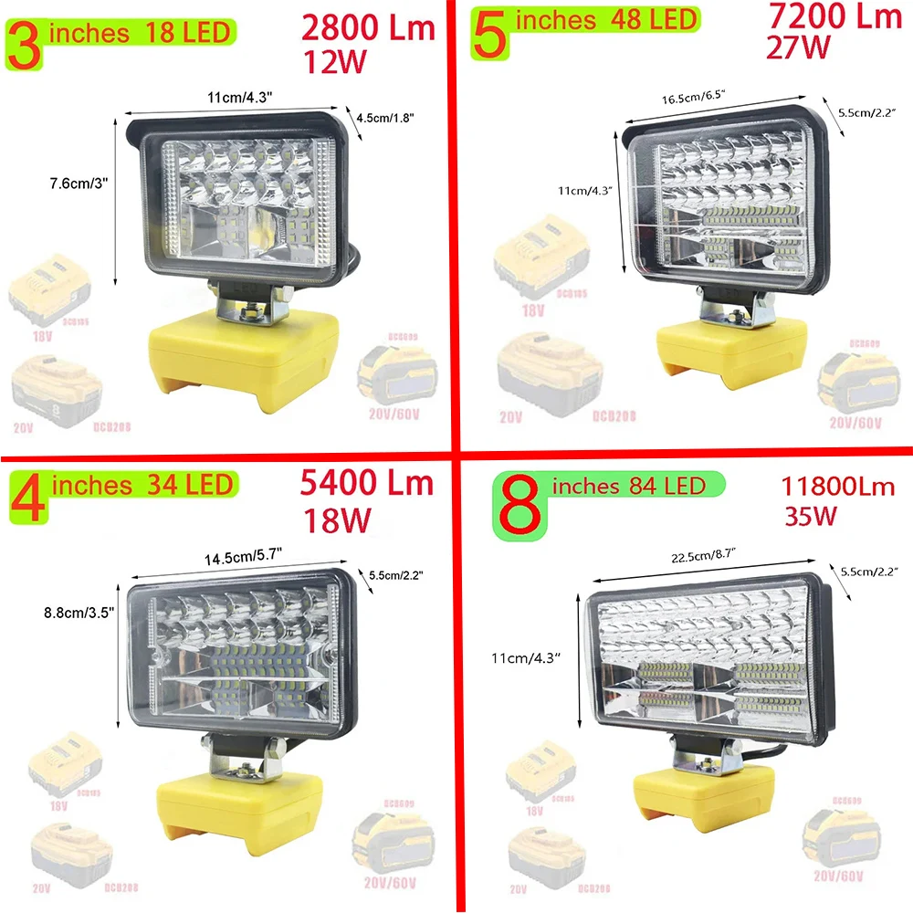 Portable lantern LED Light Spotlights Cordless Outdoor Work Fishing Handheld Emergency Tool Light Fit Dewalt 18V Battery portable lanterns portable spotlight portable flashlight portable work lights portable work light emergency lights portable torch camping light camping lamp camping lantern