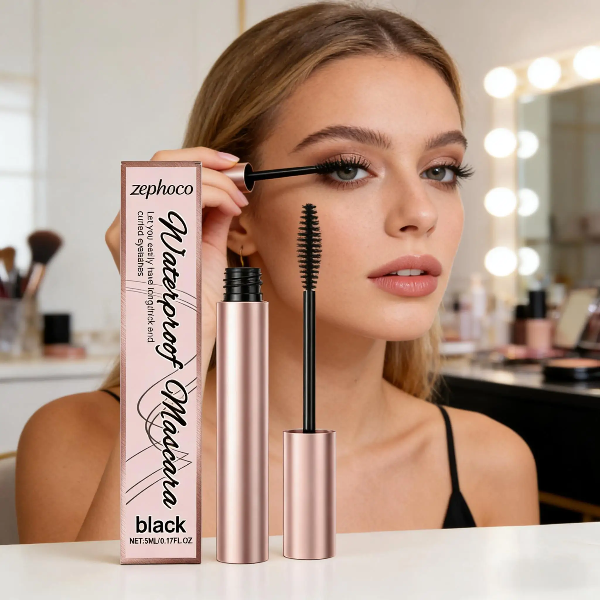 4d Black Mascara Waterproof Volumizing And Curling Silk Fiber_voghion.com