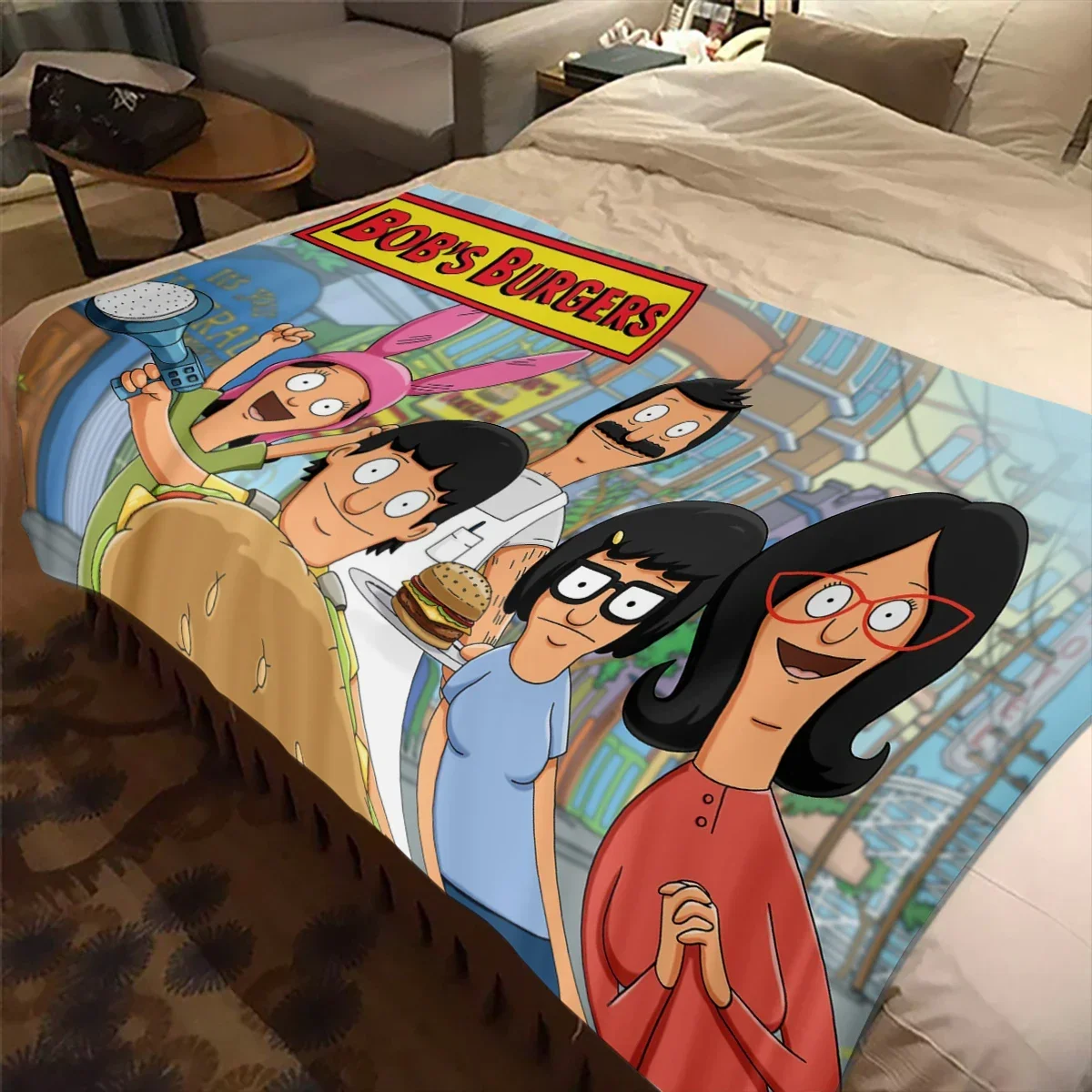 Cartoon Bobs Burgers Anime  Blanket Children's High Quality Flannel Soft and Comfortable Home Travel Blankets 4