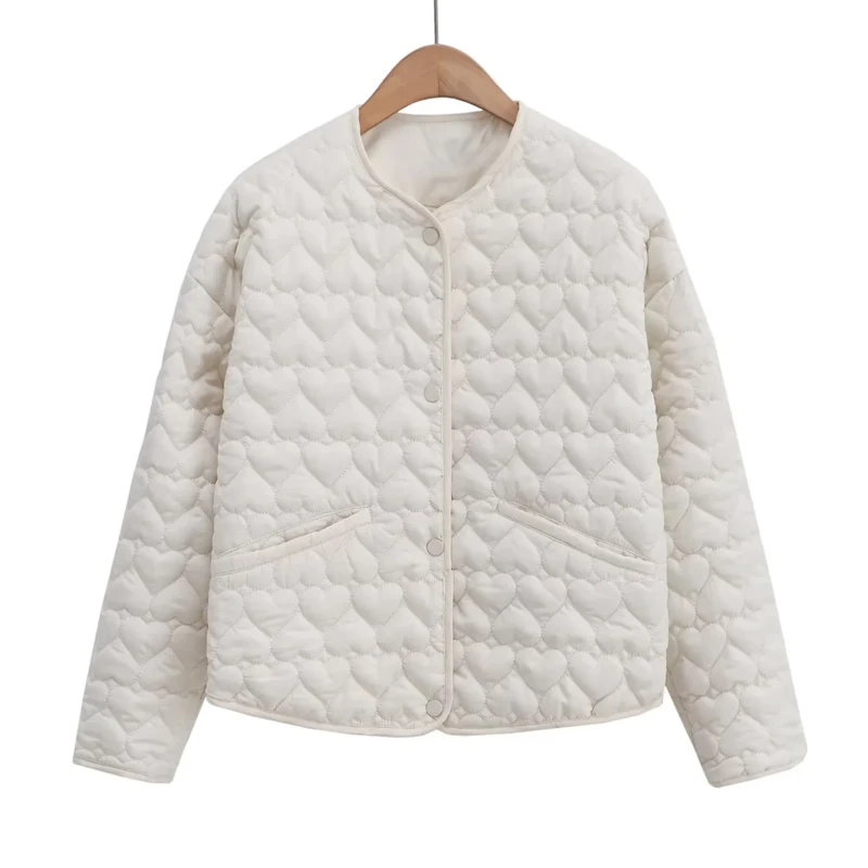 TRAF Womens Coats Winter Solid Parkas Autumn Heart Padded Jacket Long Sleeve Quilted Jacket Woman Lightweight Padding Outerwears 4