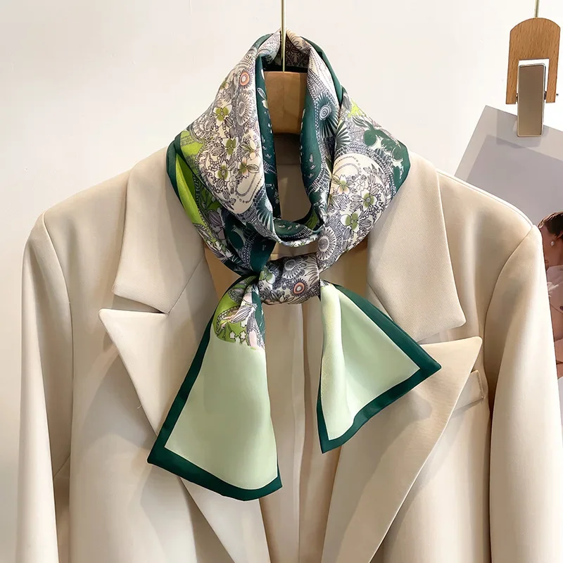 Fashion Small Silk Scarf Women Spring Autumn Summer Small Scarf Korean Style Tie Bag Headband Decoration Neck Scarf 5