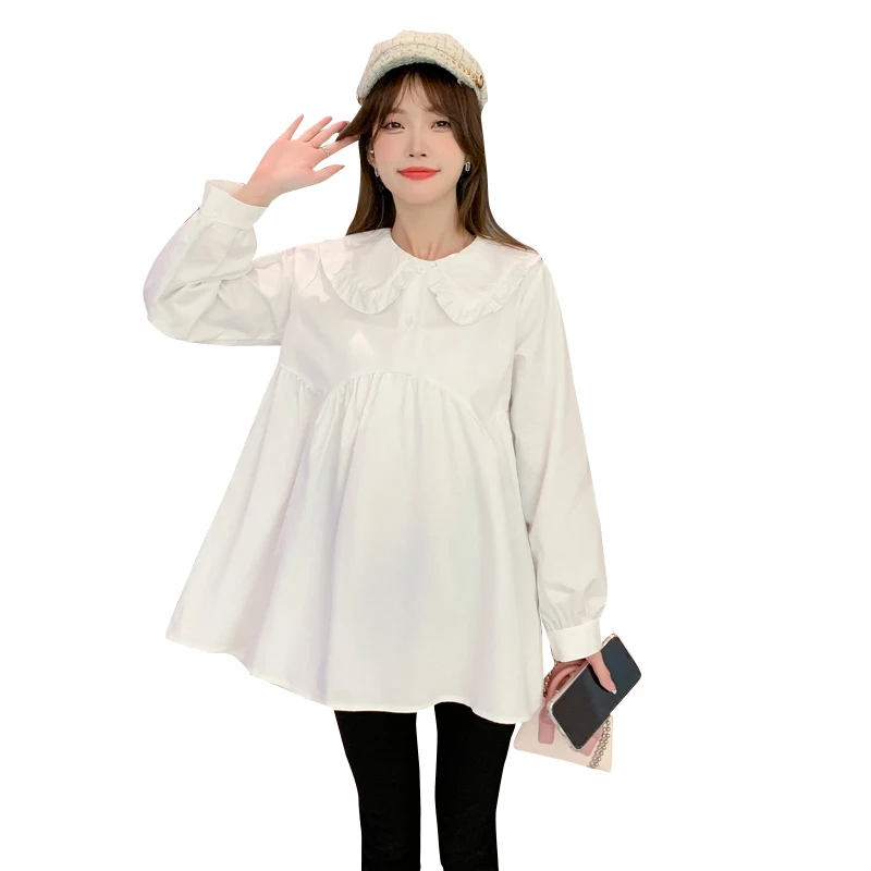 임산부 셔츠 가을옷 인형 셔츠 얇은 봄 가을 스타일 투피스 세트 여름 임부복 긴팔 순면