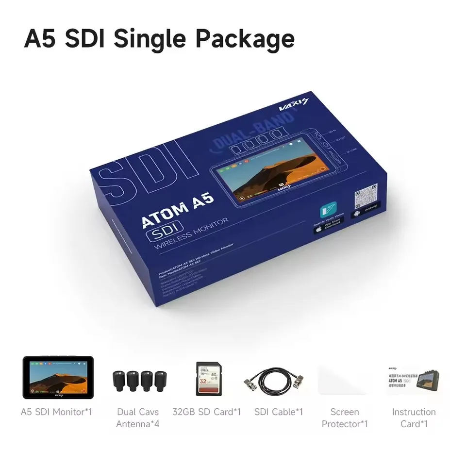 Vaxis Atom A5 SDI Wireless Monitor 5.5 inch Touchscreen Display RX & TX Mode Switching Trigger Control Portable Monitor