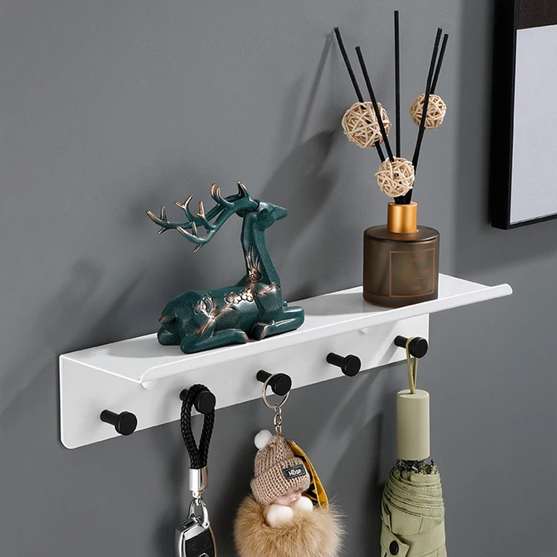Badezimmerregal Mit Haken, Weiß Und Schwarz, Für Badezimmer, Dusche, Shampoo, Seife, Kosmetik, Organizer, Aufbewahrungshalter, Regal, Badezimmer-Hardware