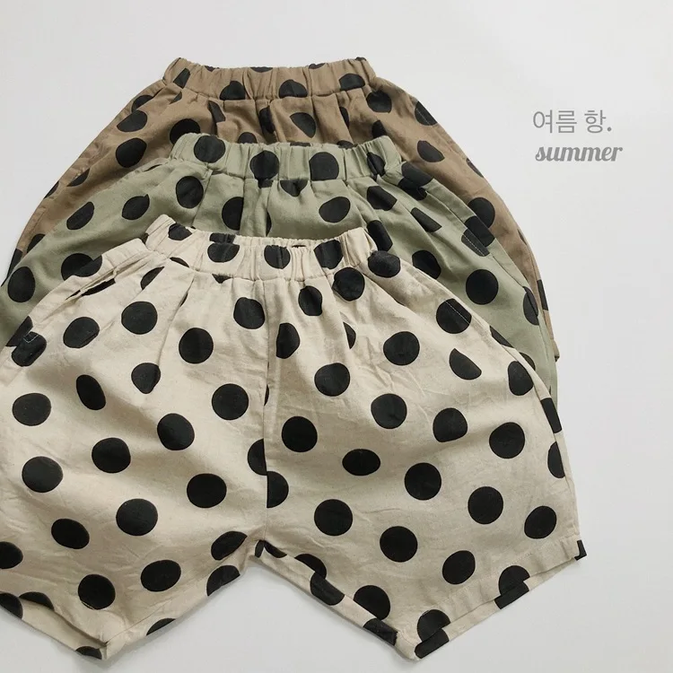 어린이용 리넨 도트 반바지, 신축성 허리, 느슨한 캐주얼, 다용도, 얇은 어린이, 남아용 반바지, 여름 2024