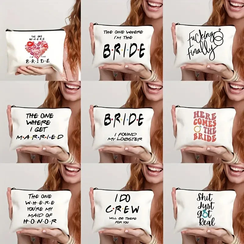 

Bride Pattern Cosmetic Bag Bridesmaid Gift Makeup Bag Zipper Pouch Travel Toiletry Bachelorette Party Gift for BFF Bestie Sister