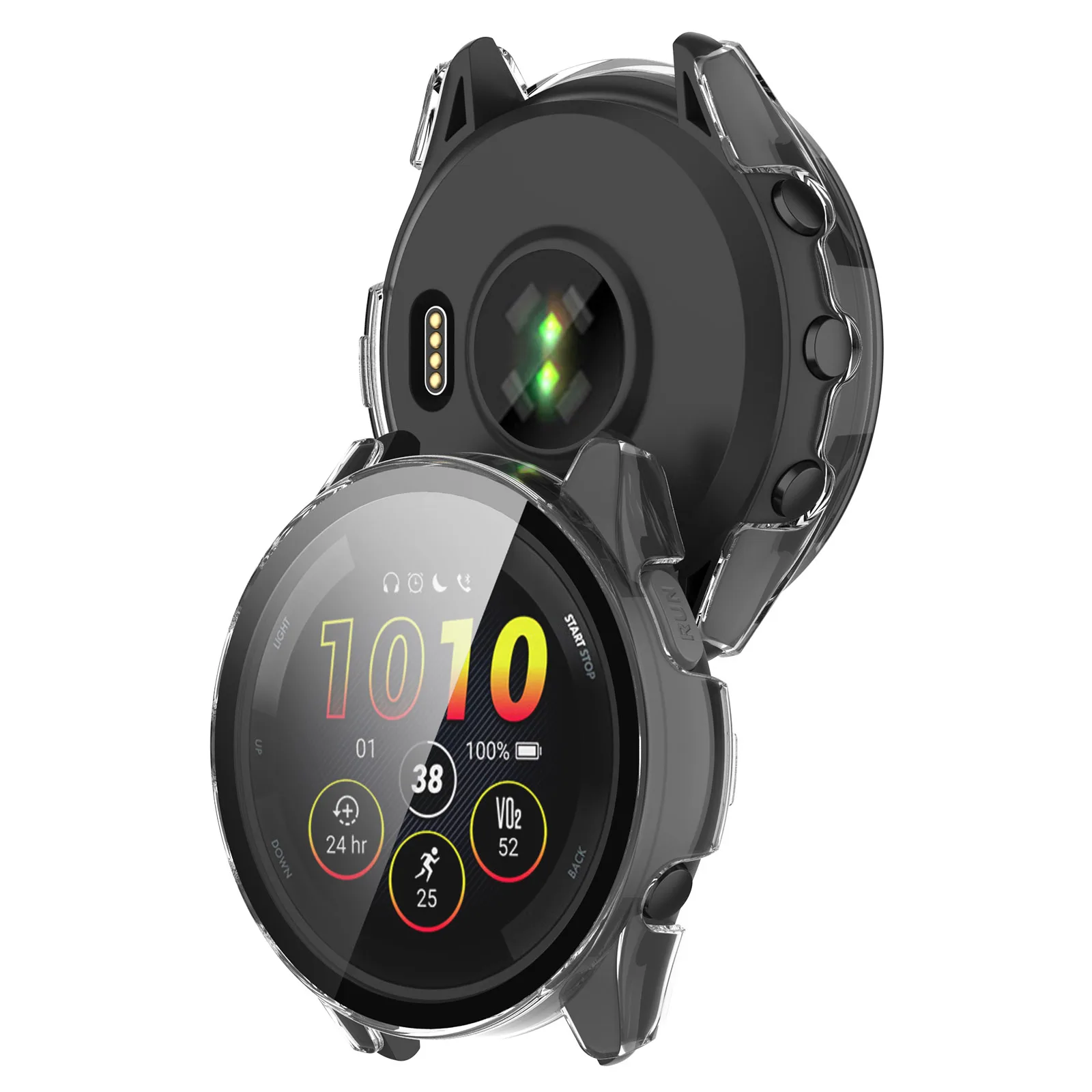 GMUJIAO [2 Pack Cover per Garmin Forerunner 965,Custodia Rigida con Vetro Temperato,Protezione Totale Ultra Sottile HD Clear Pellicola Protettiva-Blu