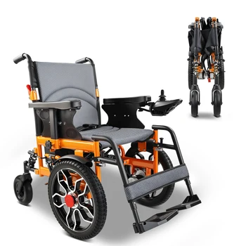 Sedia a Rotelle Elettrica Pieghevole ZygenAir ad Alte Prestazioni, Capacità di Carico fino a 150kg, Motore da 500W, Autonomia di 20km, Pneumatici All-Terrain da 40cm