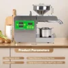 Press Machine 820W Hot/Cold Electric Automatic Oil Press Extractor for Peanut Sesame Sunflower Seeds Coconut Soybean Oil Extract 5