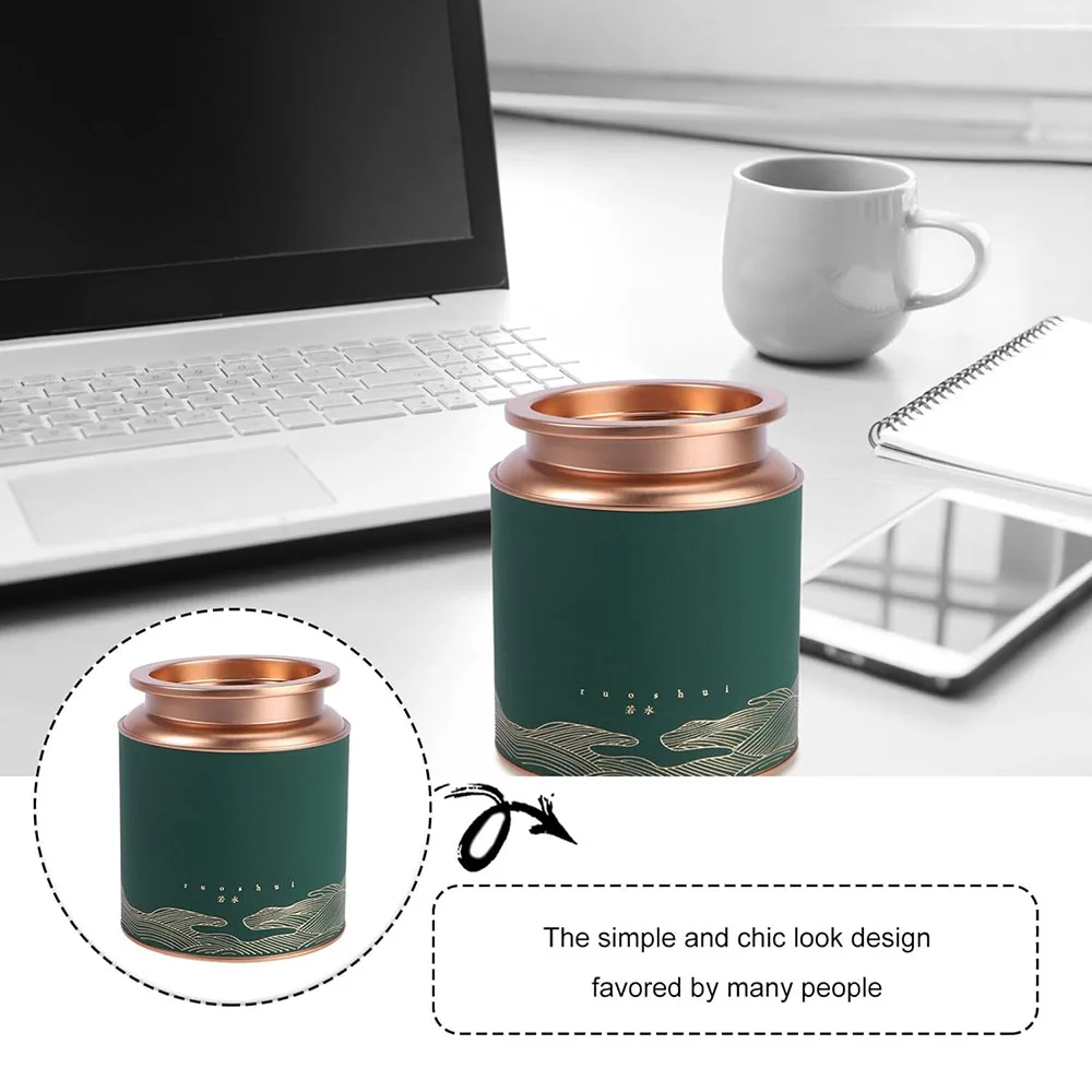 Tea Tin Box Tea Canister Tinplate Tea Can Sealing Tea Jar Round Sealed Storage Jar Packing Box Container Loose Coffee Bean Sugar Salt