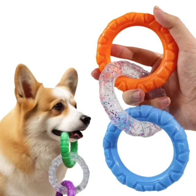 Dog Chew Toy TPR Teeth Cleaning Pet Toys For Small Medium Large Dogs Interactive Bite Resistant 3 Ring Tug Dog Toy Pet Supplies Dog Chew Toy TPR Teeth Cleaning Pet Toys For Small Medium Large Dogs Interactive Bite Resistant 3 Ring Tug Dog Toy Pet Supplies