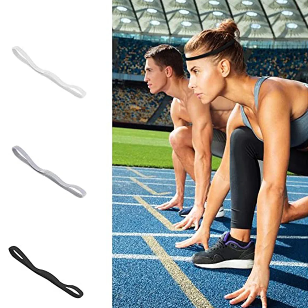

3pcs/set Hair Band Silicone Non-Slip Headband Elastic Unisex Sweatband Sports Fitness Hairband Set