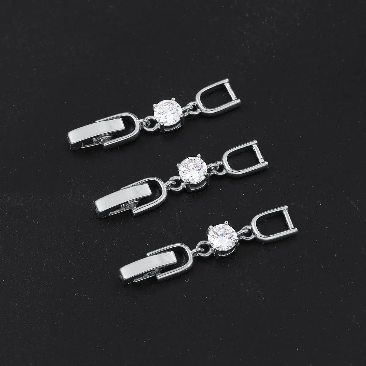 5-teiliges, weißvergoldetes Kristall-Strass-Messing-Falt-Verlängerungsverschluss-Set für DIY-Armbänder, Halsketten, Schmuckherstellung, kein Verblassen – Detail 7