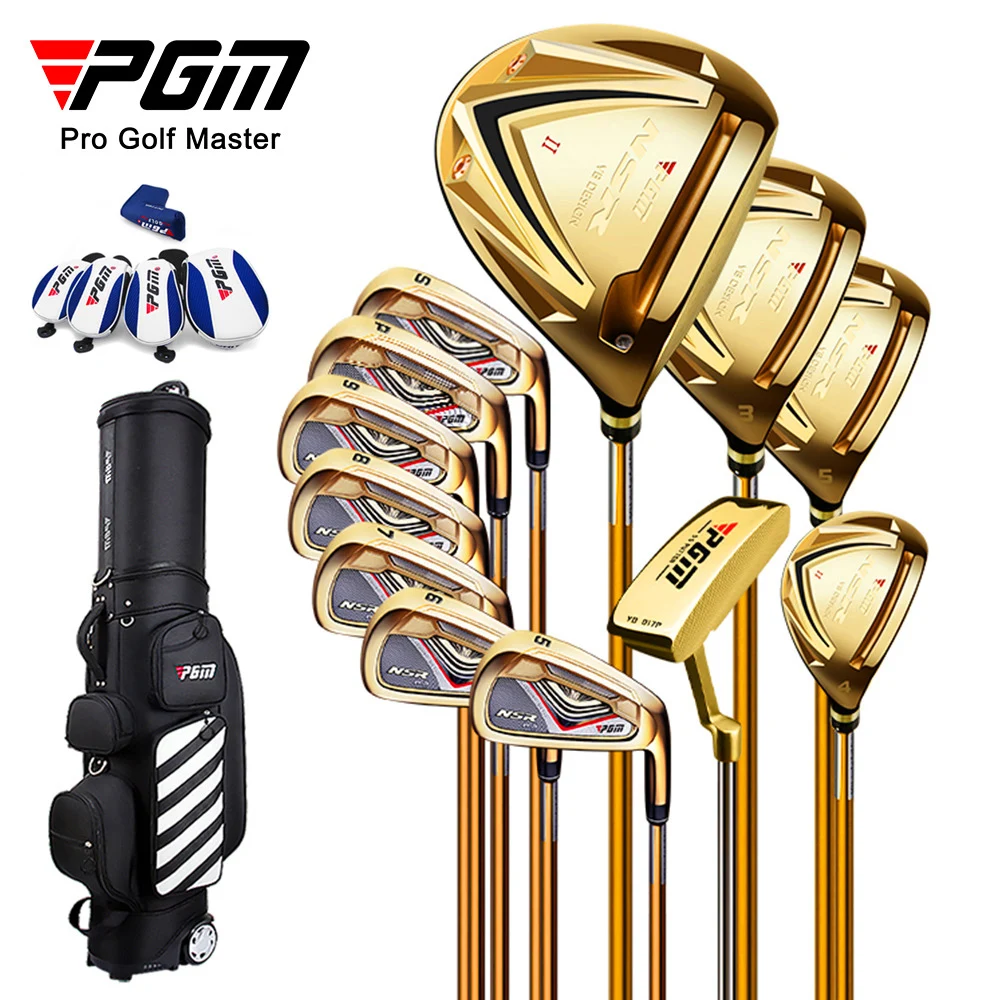

PGM NSR3 12 Piece Men's Left Handed Complete Golf Set Professional Golf Club Graphite Carbon Steel Shaft with Bag Black and Gold