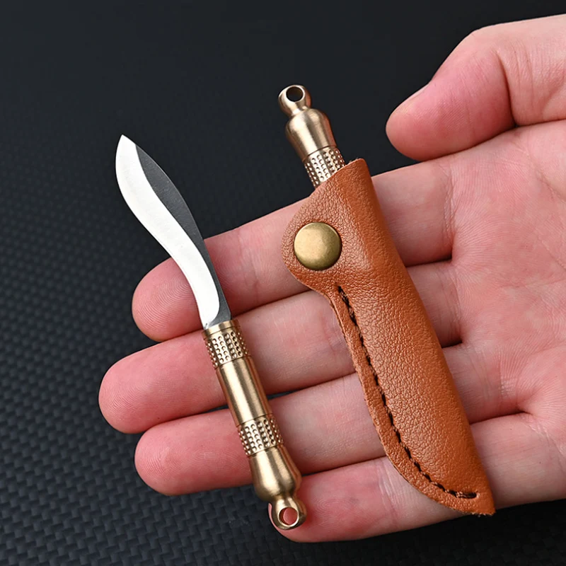 Mini Brass  Pocket Knife Portable Survival Knife EDC Tools Keychain Outdoor Survival Emergency Mini Pocket Cutting Tool