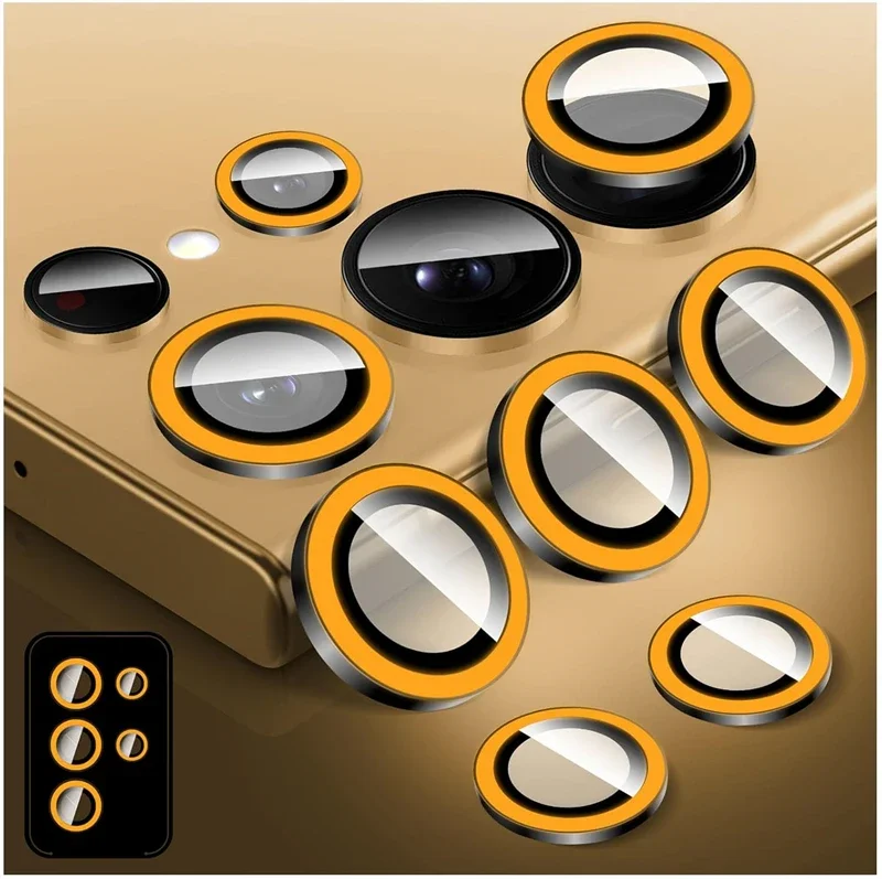 Radiant Pink Metal Ring Camera Lens Protector with Glass Cover