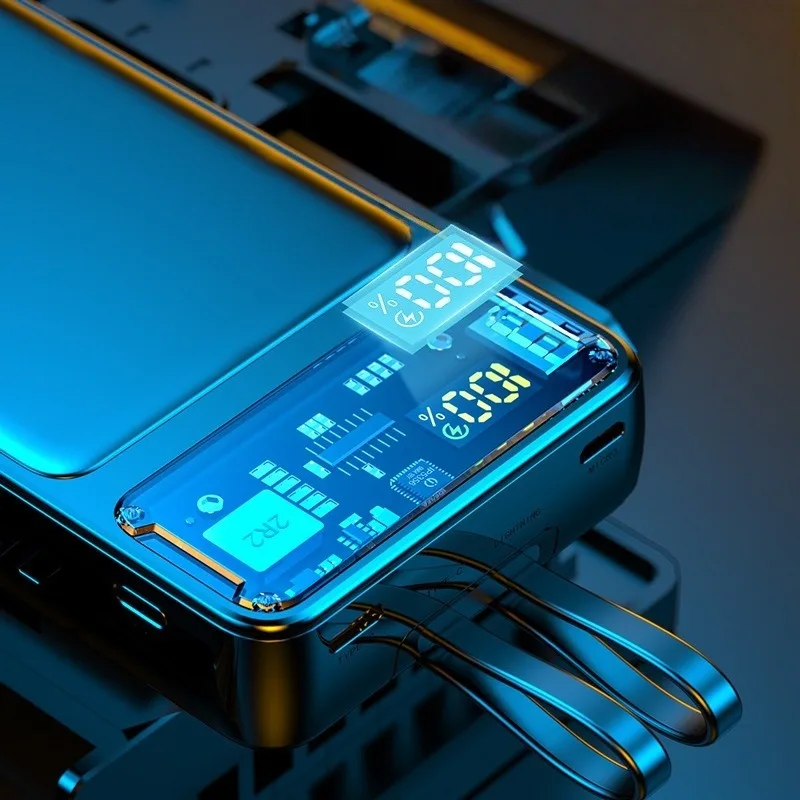 30000mAh 내장 듀얼 케이블 PD 고속 충전 지원 휴대용 보조배터리 (모든 스마트폰 시리즈 호환)