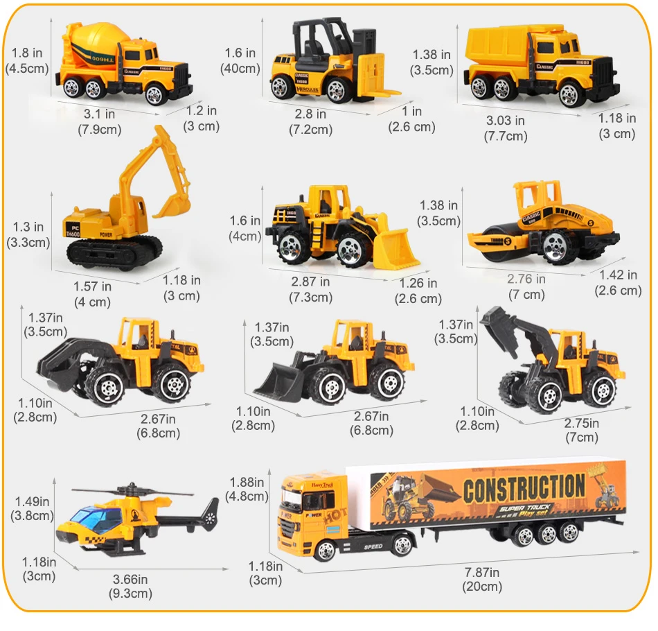 12-in-1 Mini Construction Trucks 3