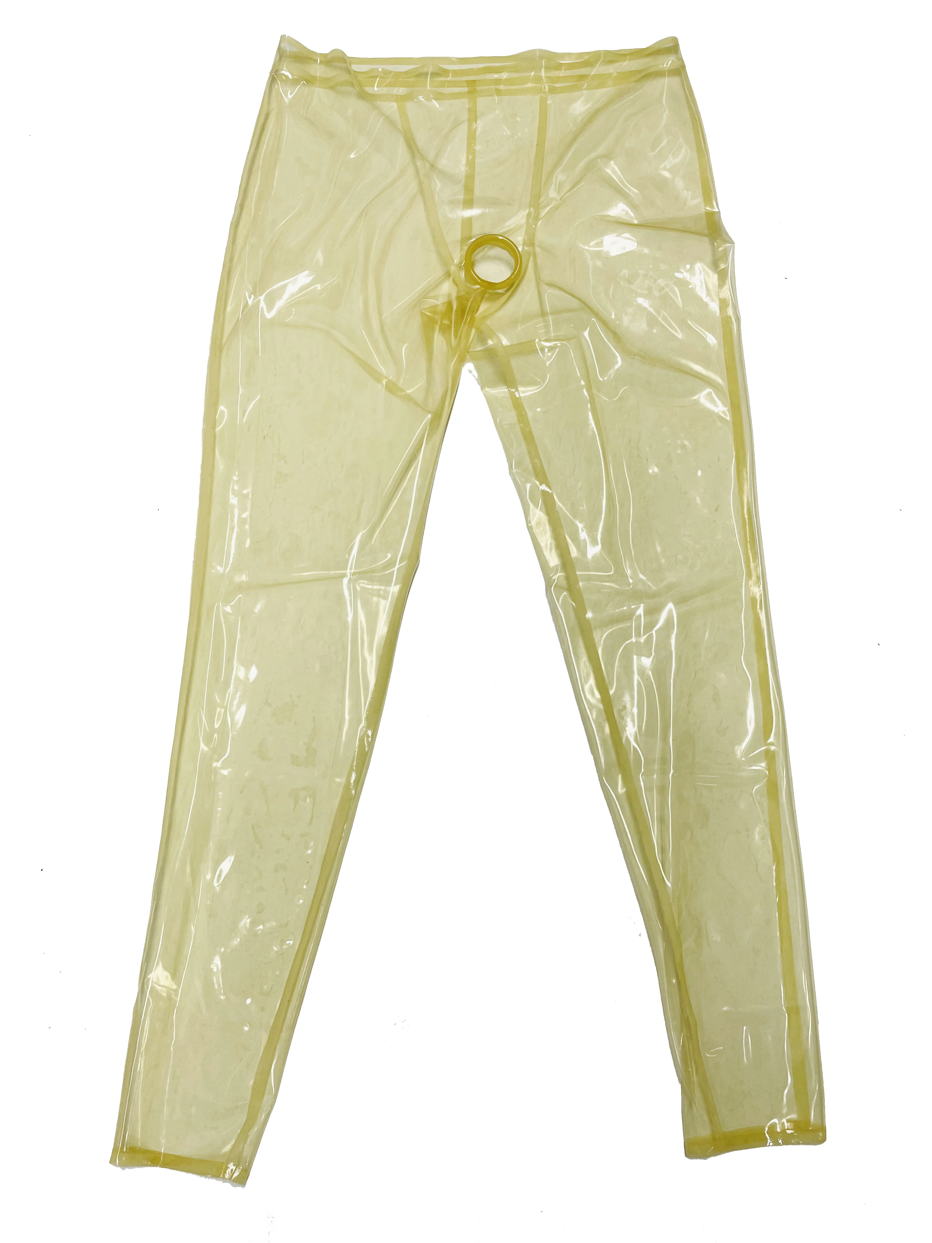 Transparent latex trousers Crotch hole ring crotch