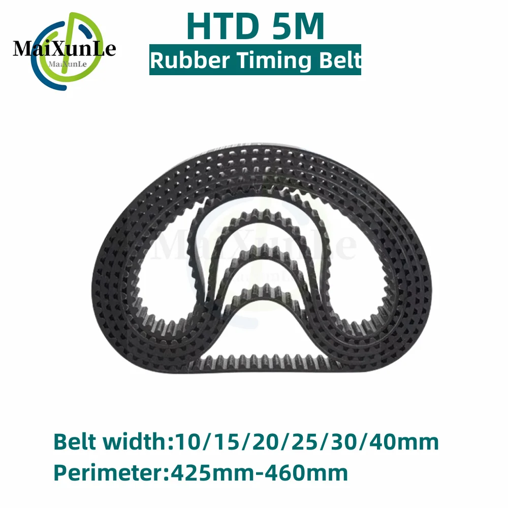 

HTD 5M Rubber timing belt length 425 430 435 440 445 450 455 460mm Width 10-40mm