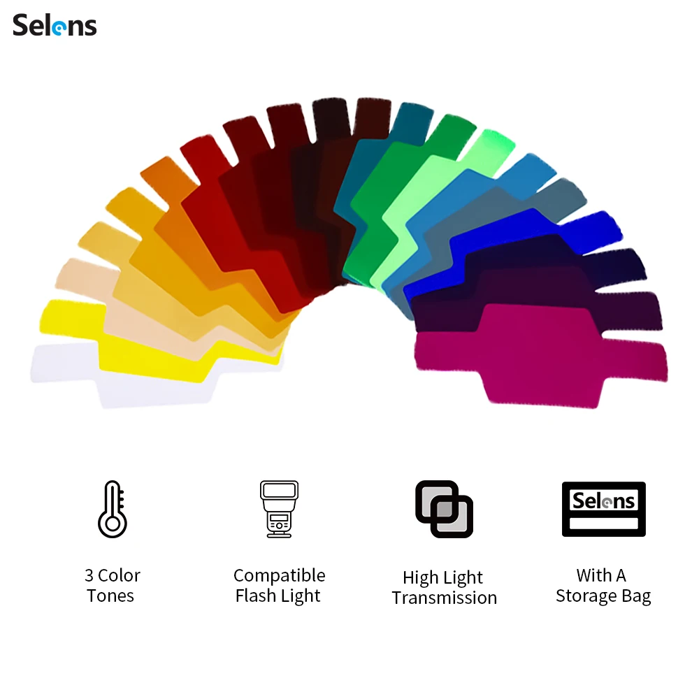 Selens Flash Universal Géis Iluminação Filtro 20 Peças Kits de Combinação para Câmera Lanterna com Gel-bandas Flash da Câmera - Image 6