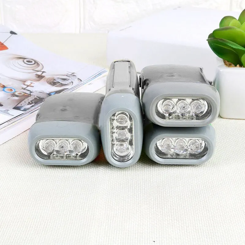 Handheld Flashlight 3 LED Hand Pressing Dynamo Crank Power For Outdoor Home