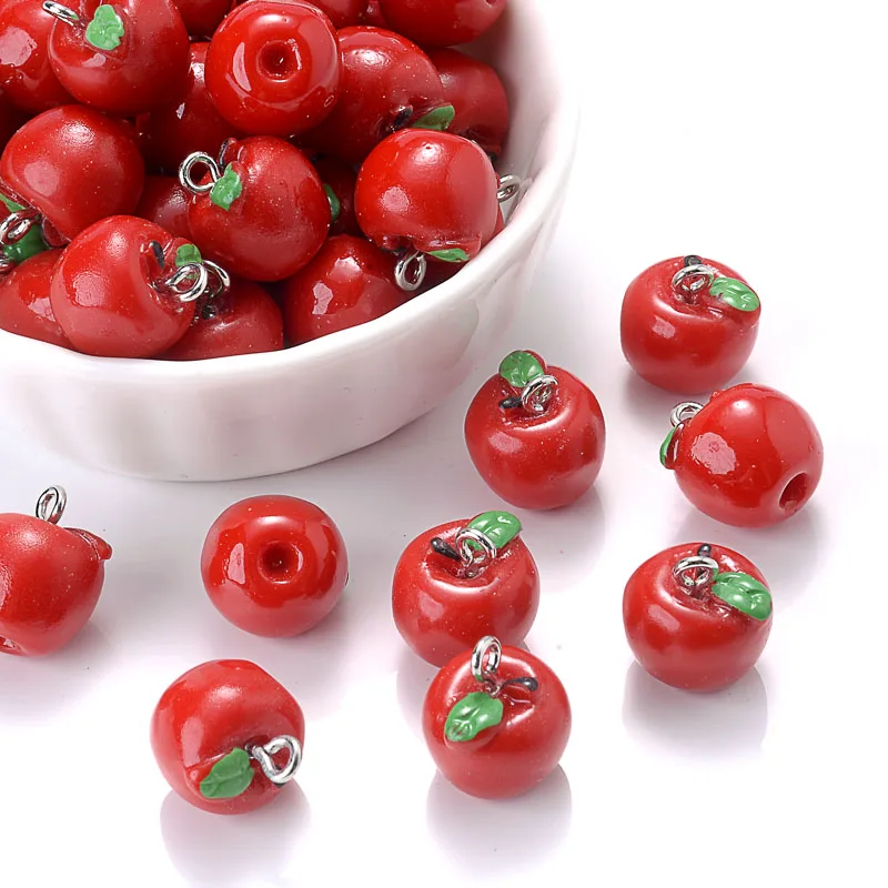 10PcsRedAppleAcrylicStrawberryTomatoesPumpkinFruitResin