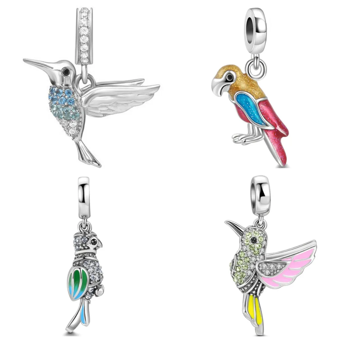 

2023 European 925 Silver hummingbird Diy Bead Penda Fit Original diy Bead Charm Bracelet Necklace Trinket Jewelry 925 Silver