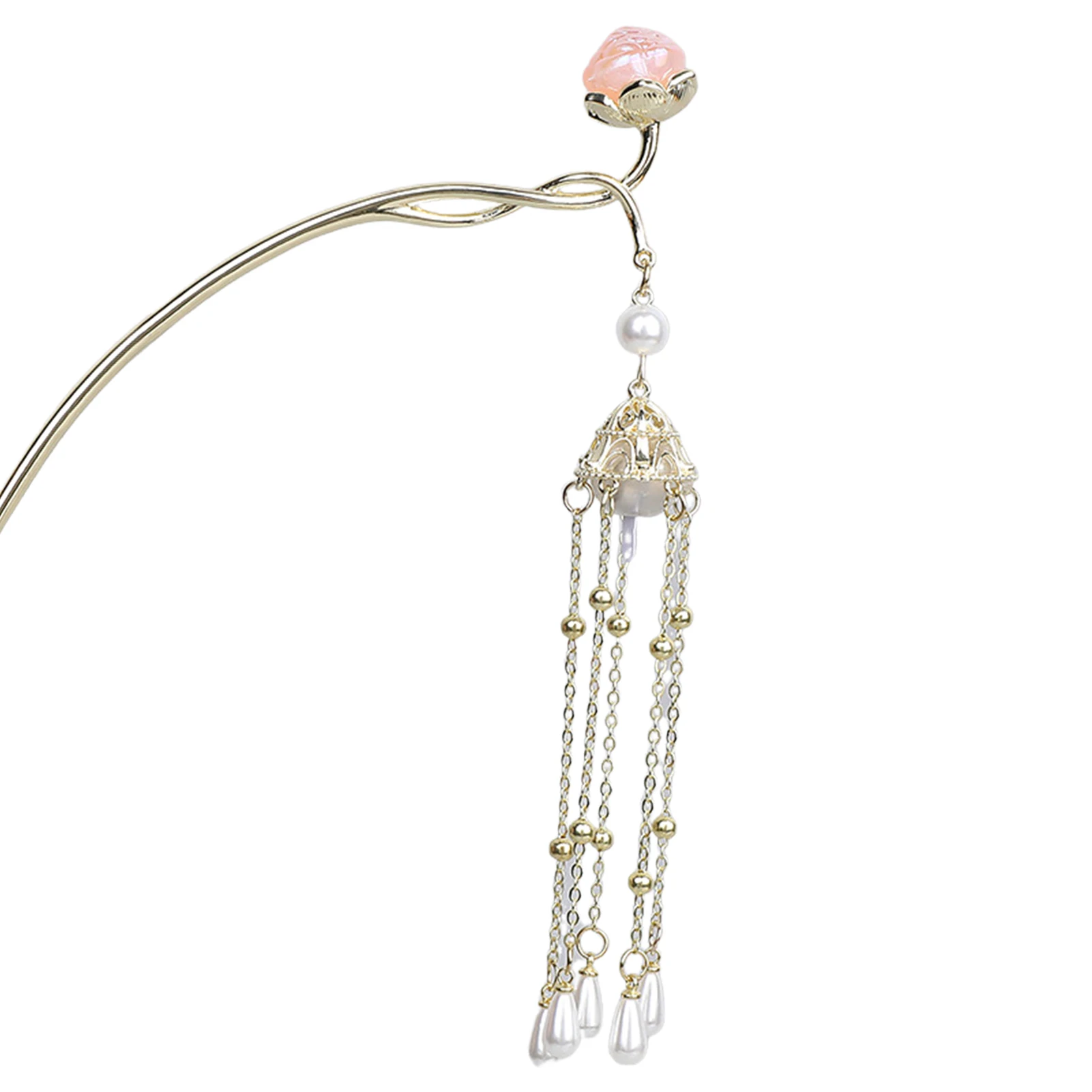 1Pc Leucht Chignon Haar Sticks Mit Perlen Quaste Dekor Retro Chinesischen Stil Legierung Haar Gabeln Frauen Mädchen Party Haar schmuck – Detail 3